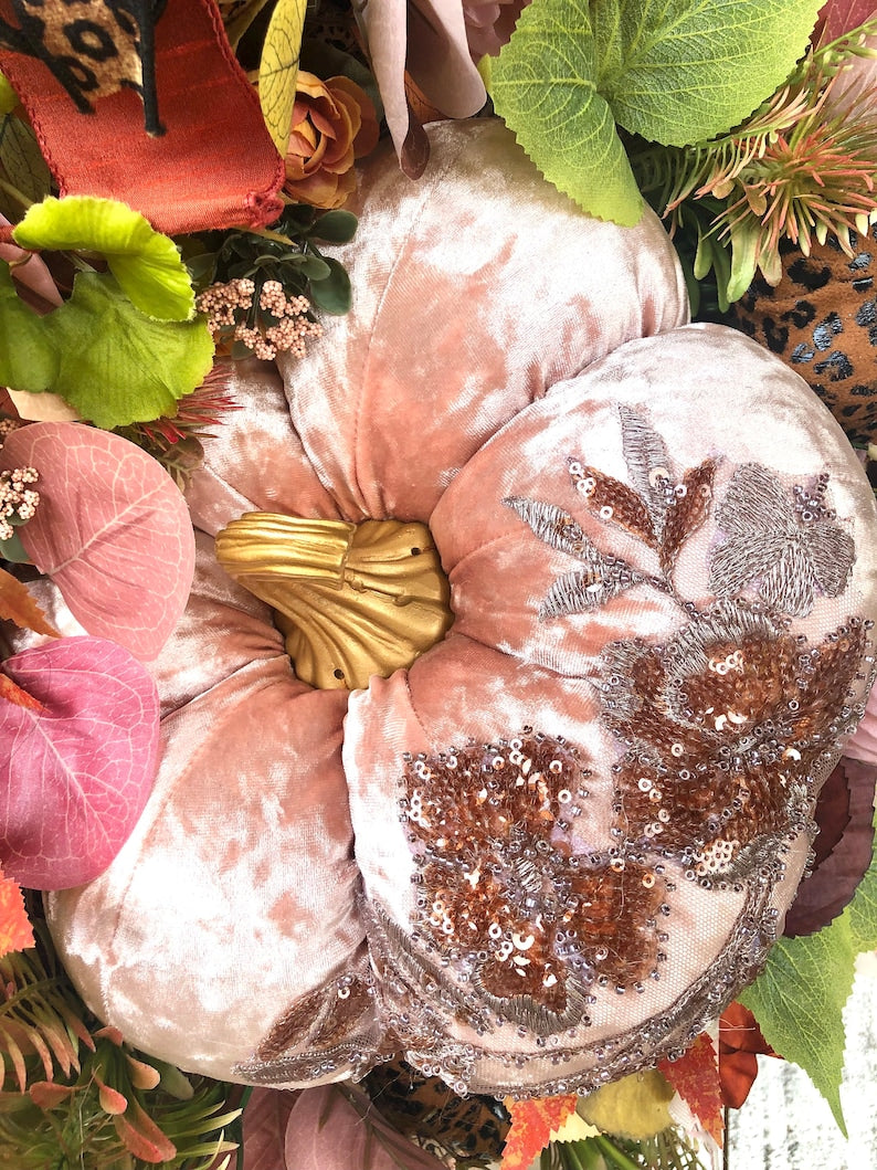 Fall wreath for front door, fall pumpkin wreath, fancy pumpkin wreath, large fall wreath, autumn wreath for front door, Thanksgiving wreath