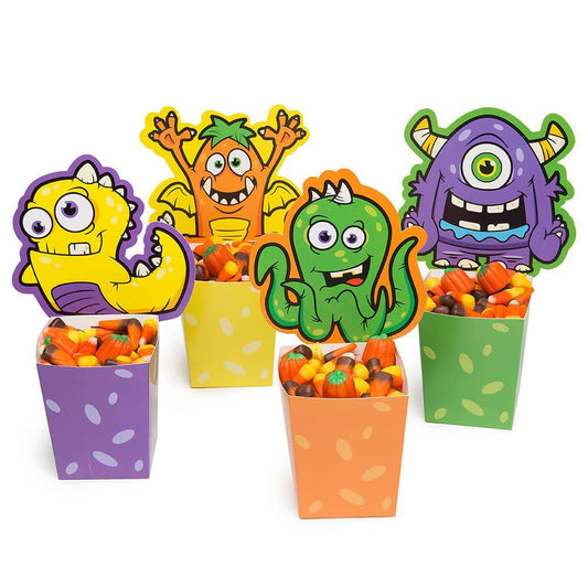 Halloween Monster Paper Candy Buckets - Assorted: 12-Piece Set