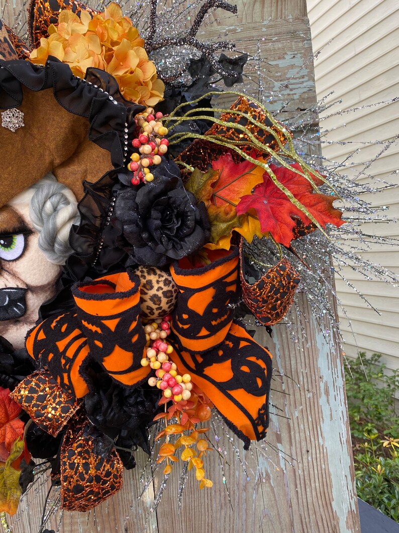 Witch wreath, Halloween wreath, fall wreath, floral witch. Sexy witch