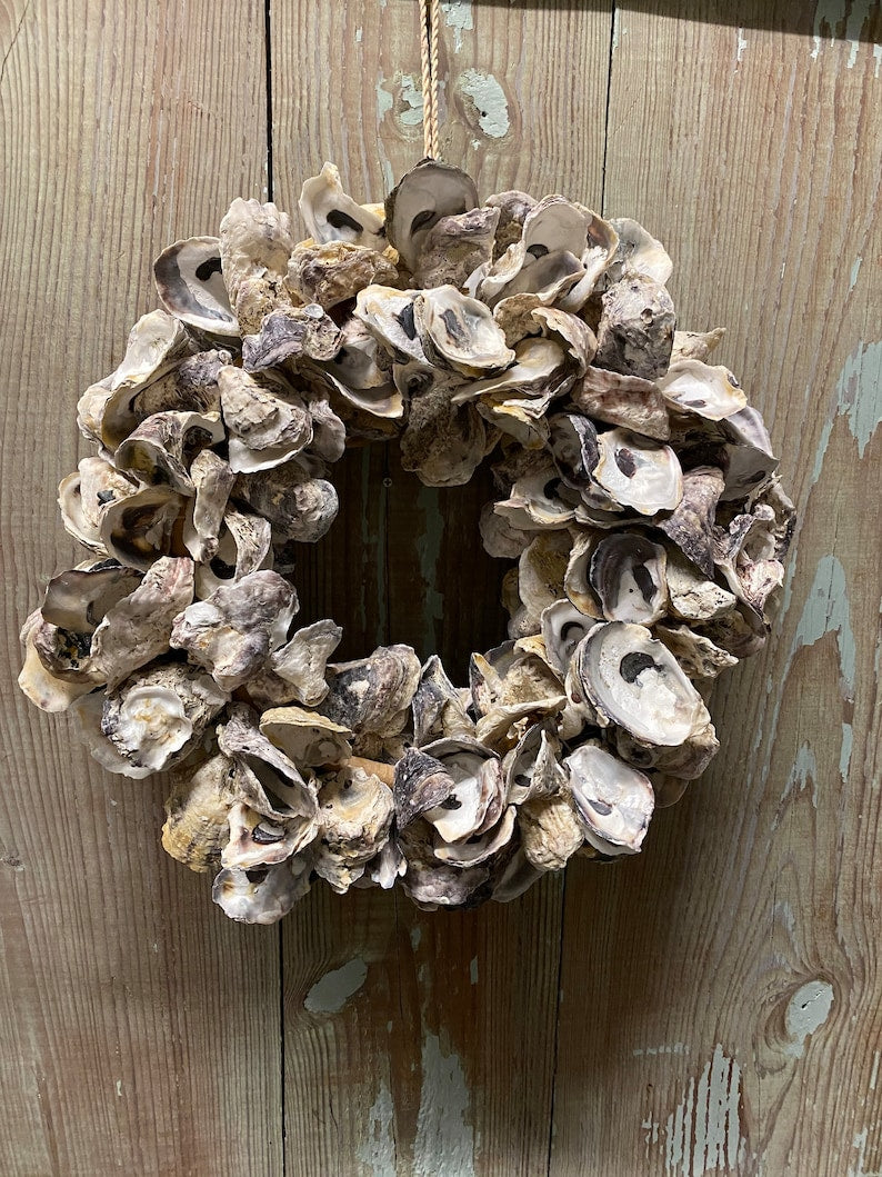 Oyster shell wreath, oyster shell decor, nautical wreath, beech decor, shell decor,  lake house decor