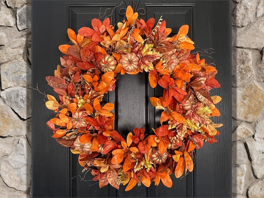 Fall Foliage Wreath, Autumn Foliage Wreath, Large Fall Wreath, Large Autumn Wreath, Laurel Leaf, Fall Wreaths For Front Door, 28-30 inch