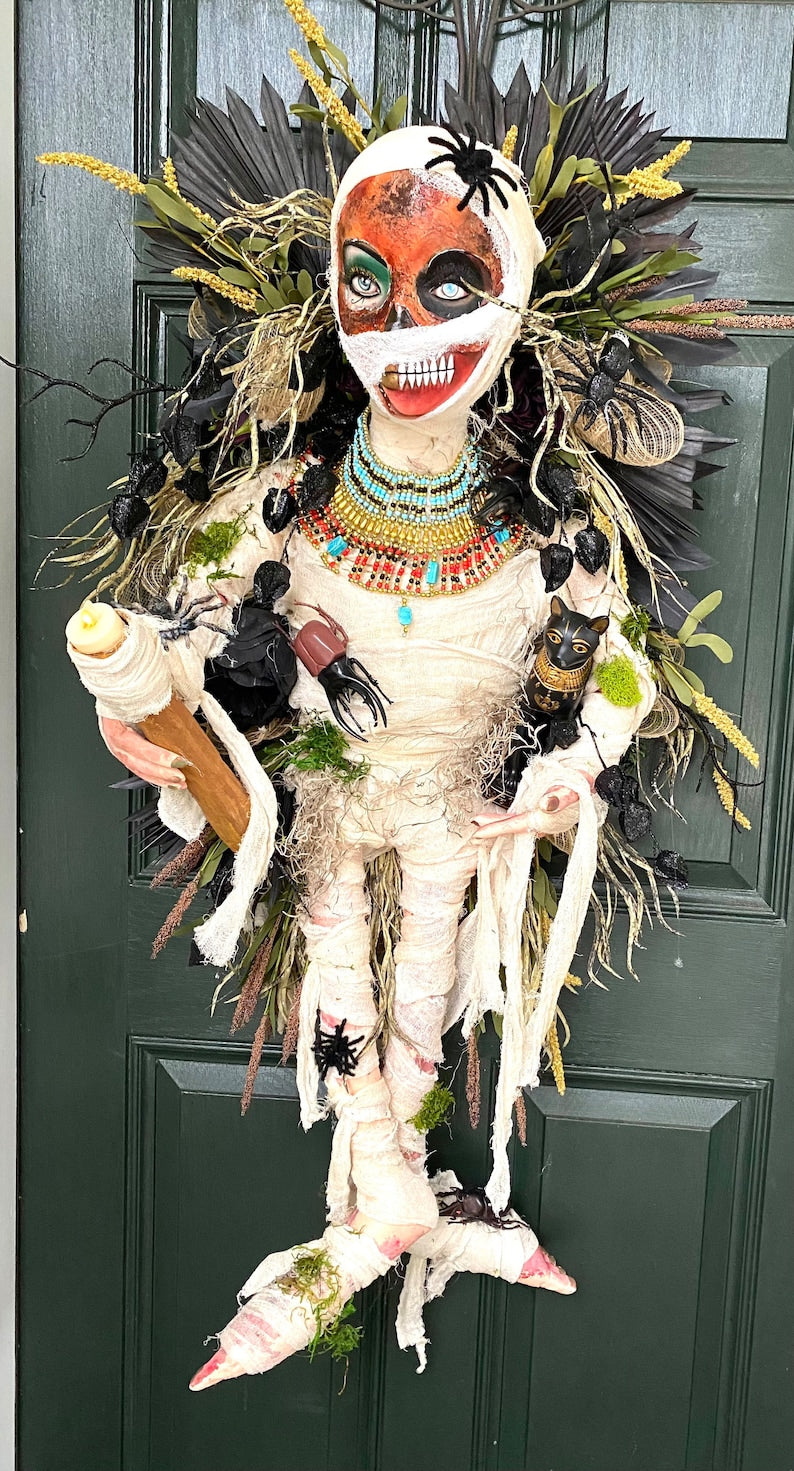 MUMMY , Mummy Wreath, Mummy Decor, Egyptian Mummy, cleopatra mummy