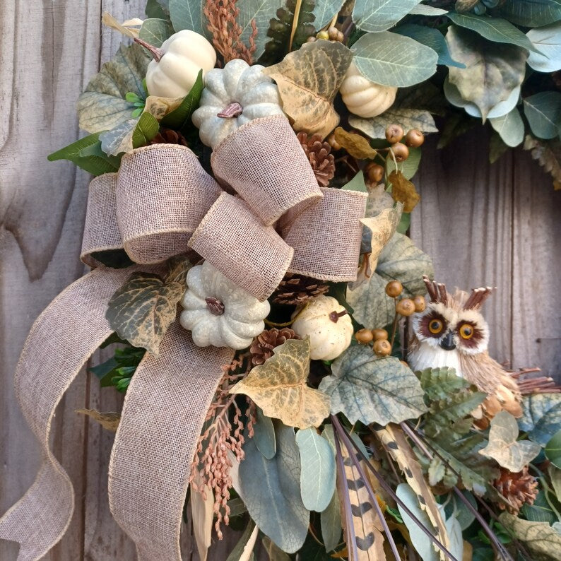 Fall Wreaths for Front Door Wreath, Neutral Fall Wreath, Cream Pumpkin Wreath, Large Fall Wreath, Fall Farmhouse Wreath, Large Fall Wreath