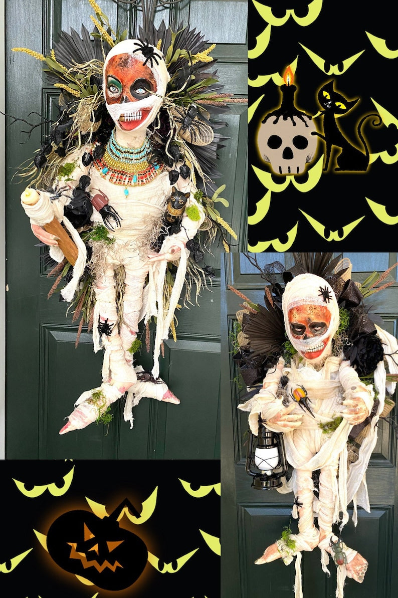 MUMMY , Mummy Wreath, Mummy Decor, Egyptian Mummy, cleopatra mummy