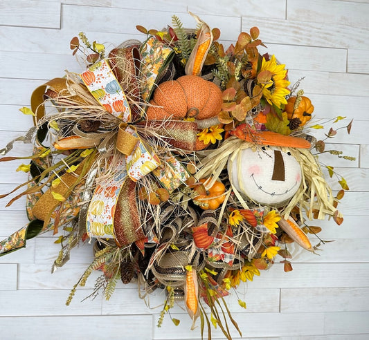 Fall Scarecrow Wreath, Fall Wreath, Extra Large Wreath, Front Door Wreath, Door Decor, Fall Decor, Natural Fall Wreath, Rustic Fall Wreath
