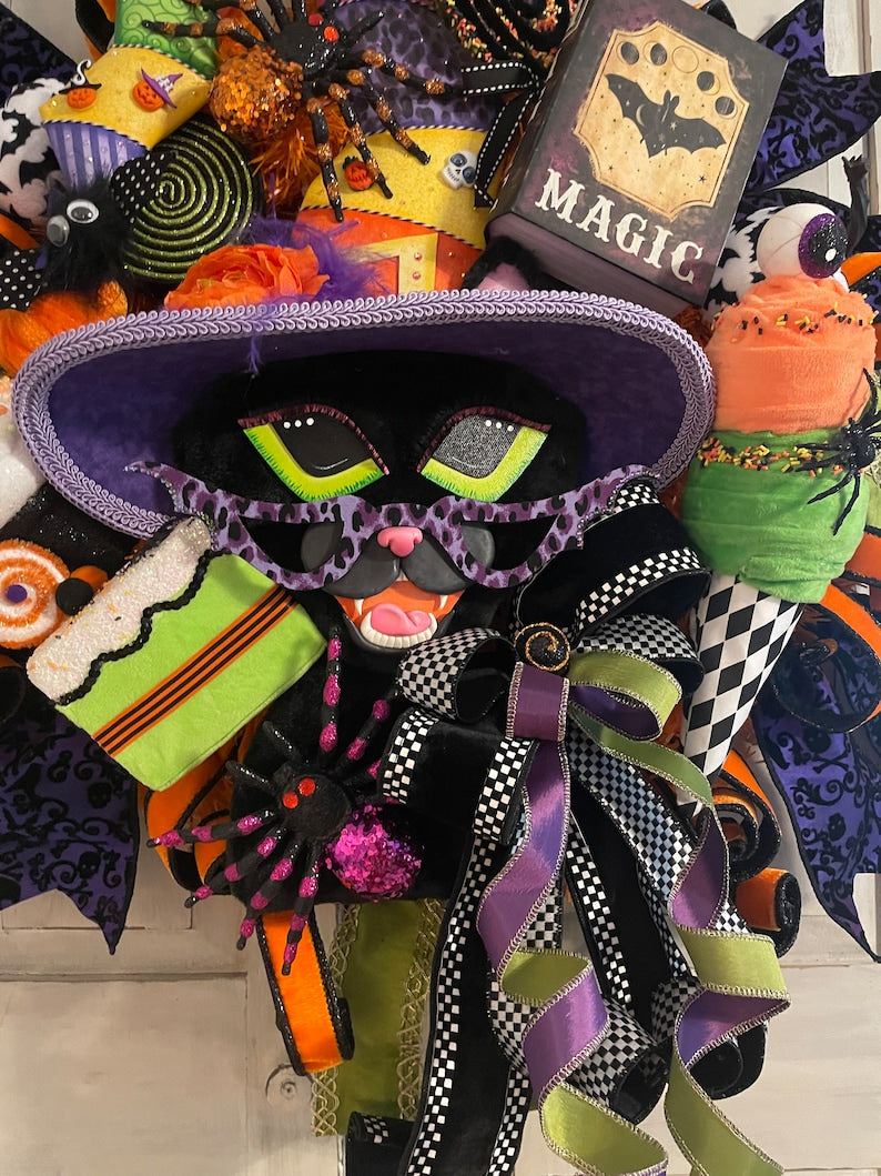 Black Cat Halloween wreath